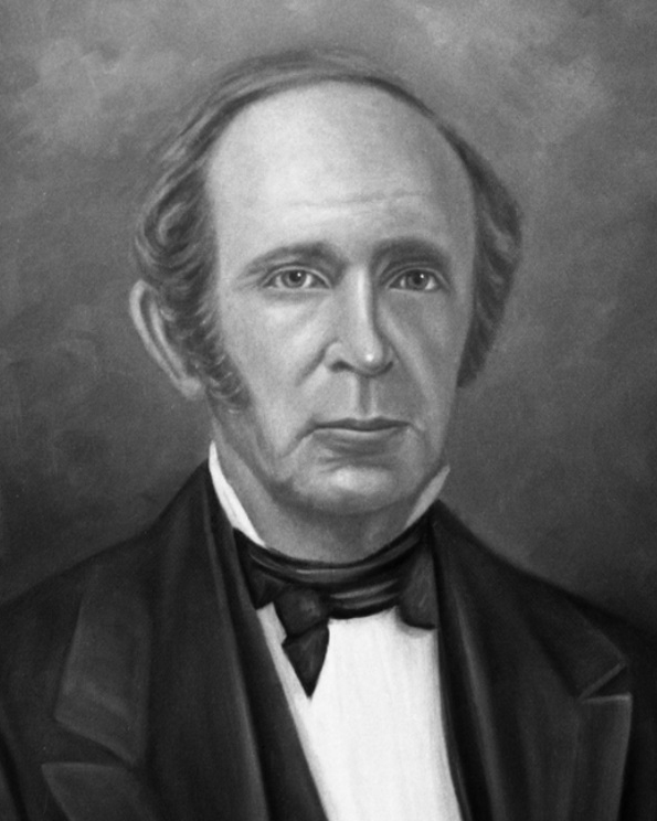 Painted portrait of a 19th-century man wearing a dark suit jacket and bow tie