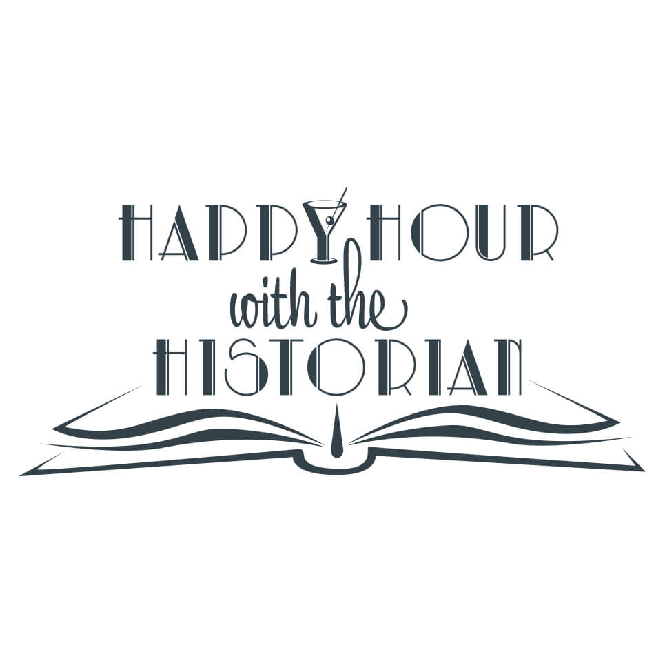 Happy Hour with the Historian logo featuring a martini glass and open book