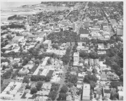 Aerial view of downtown business district looking south down 4th St. Both Willams Park and Maas Bros. are visible in the center of the frame, and First Presbyterian Church can be seen in the lowerleft at the corner of 4th Ave. N. and 3rd St. Bayboro Power plant in distance. c. 1954 Aerial view of downtown business district looking south down 4th St. Both Willams Park and Maas Bros. are visible in the center of the frame, and First Presbyterian Church can be seen in the lowerleft at the corner of 4th Ave. N. and 3rd St. Bayboro Power plant in distance. c. 1954