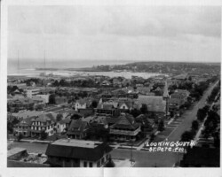 Elevated view looking southeast at 4th St. and 2nd Ave. S. St. Mary's Church at center right. Probably taken from a building on 1st Ave. S. c. 1920 Elevated view looking southeast at 4th St. and 2nd Ave. S. St. Mary's Church at center right. Probably taken from a building on 1st Ave. S. c. 1920