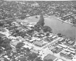 Aerial view of Huggins-Stengel baseball field and Crescent Lake. c. 1950 Aerial view of Huggins-Stengel baseball field and Crescent Lake. c. 1950