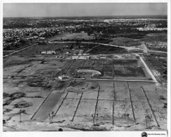 Aerial view of the the northeast baseball complex on 62nd Ave NE built for the St. Louis Cardinals. c. 1955