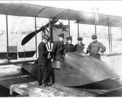 Designer and pilots with the Benoist airboat, 20 Feb 1914. From left to right: T.W. Benoist, Roger Jannus, Tony Jannus, Heinrich Evers, J. Dee Smith. Designer and pilots with the Benoist airboat, 20 Feb 1914. From left to right: T.W. Benoist, Roger Jannus, Tony Jannus, Heinrich Evers, J. Dee Smith.