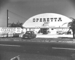 Operetta Building, 1951, on 2168 9th Ave. N, St. Petersburg; later Gay Blades roller skating rink. The creator of this photo is Jack Swenningsen, a photographer that promoted an idealized version of Florida. Operetta Building, 1951, on 2168 9th Ave. N, St. Petersburg; later Gay Blades roller skating rink. The creator of this photo is Jack Swenningsen, a photographer that promoted an idealized version of Florida.
