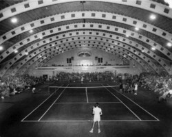 Tennis tournament indoors at the Coliseum. c. 1950.