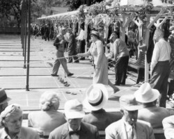 A busy day at the St. Petersburg Shuffleboard Club. c. 1940