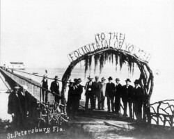 Entrance to Fountain of Youth at foot of Tomlinson's pier, looking east. c. 1910