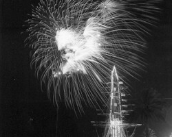 Fireworks over the MGM Bounty during the 1973 Festival of States. Fireworks over the MGM Bounty during the 1973 Festival of States.