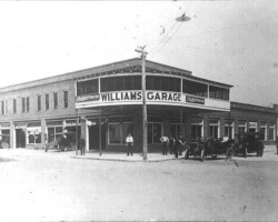Williams Garage, on the corner of 3rd St and 3rd Ave S. c. 1918. Williams Garage, on the corner of 3rd St and 3rd Ave S. c. 1918.
