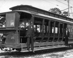 Half-open trolley, car #21, of the St. Petersburg &Gulf Railway. c. 1914