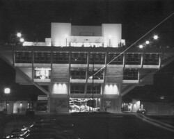 A nighttime view of the Inverted Pyramid Pier. c. 1972.
