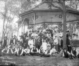 Michigan society picnic at Williams Park bandstand. c. 1894.