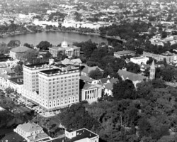 Aerial view of Princess Martha Hotel and Williams Park, c. 1926. Mirror Lake and several schools, including a newly built St. Petersburg High School, are in the background. Aerial view of Princess Martha Hotel and Williams Park, c. 1926. Mirror Lake and several schools, including a newly built St. Petersburg High School, are in the background.